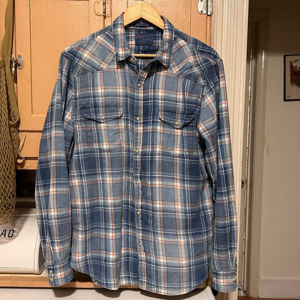Lucky Brand True Indigo Western Plaid